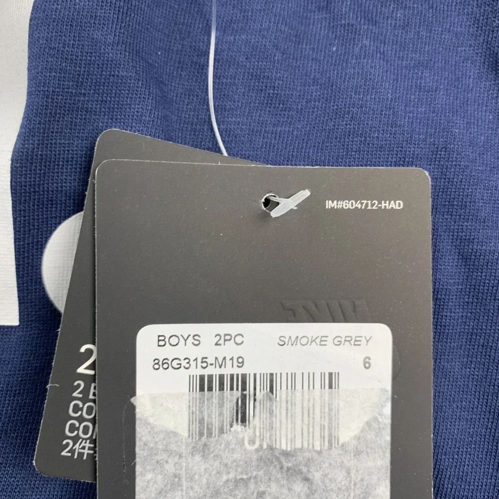Nike Just Do It Boys 6 Gray Navy Blue Crew Neck Short‎ Sleeve Pullover 2-Pcs Set